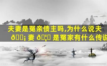 夫妻是冤亲债主吗,为什么说夫 🐡 妻 🦈 是冤家有什么传说